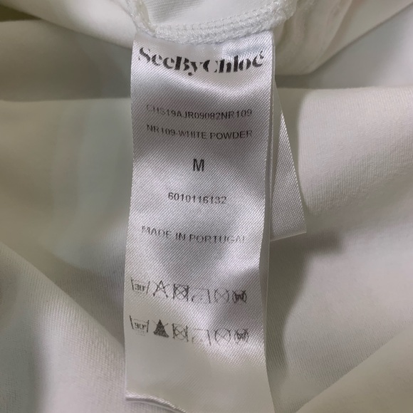 See by Chloé Women’s White Cotton High Low Dress Eyelet Embroidery Resort Size M - Picture 6 of 7